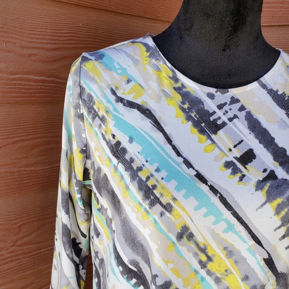 Alia Women's Colorful Stretchy 3/4 Sleeve Blouse Top Size Petite Small PS NWOT - Picture 9 of 14